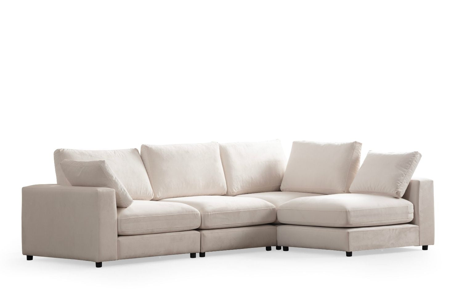 Canapé JULIA Modulable Velours Blanc 4+1 Pouf