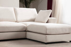 Canapé JULIA Modulable Velours Blanc 3+1 Pouf