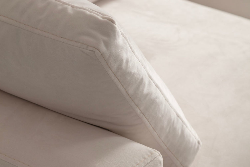 Canapé JULIA Modulable Velours Blanc 3+1 Pouf