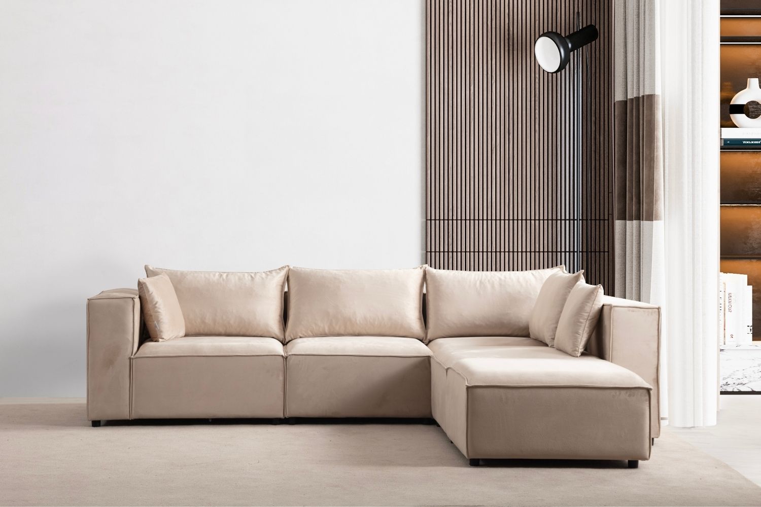 Canapé ELEGANCE Velours Modulable 4+1 Pouf