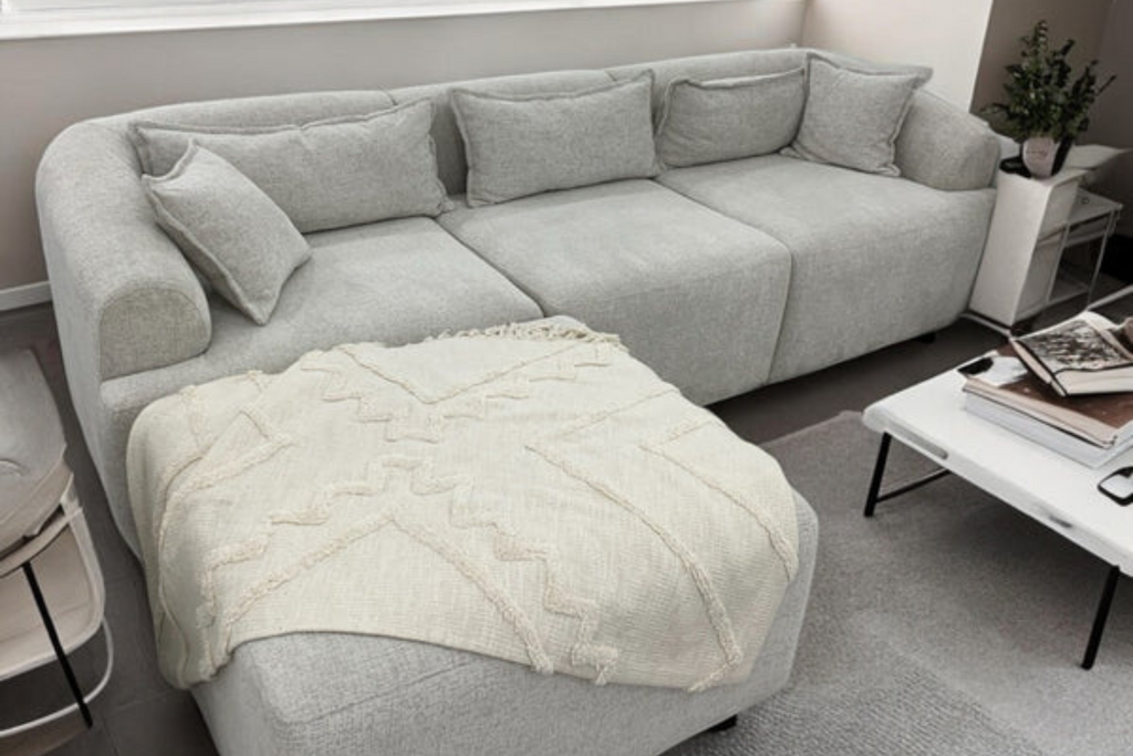 Canapé MILA Modulable Chenille Blanc Cassé