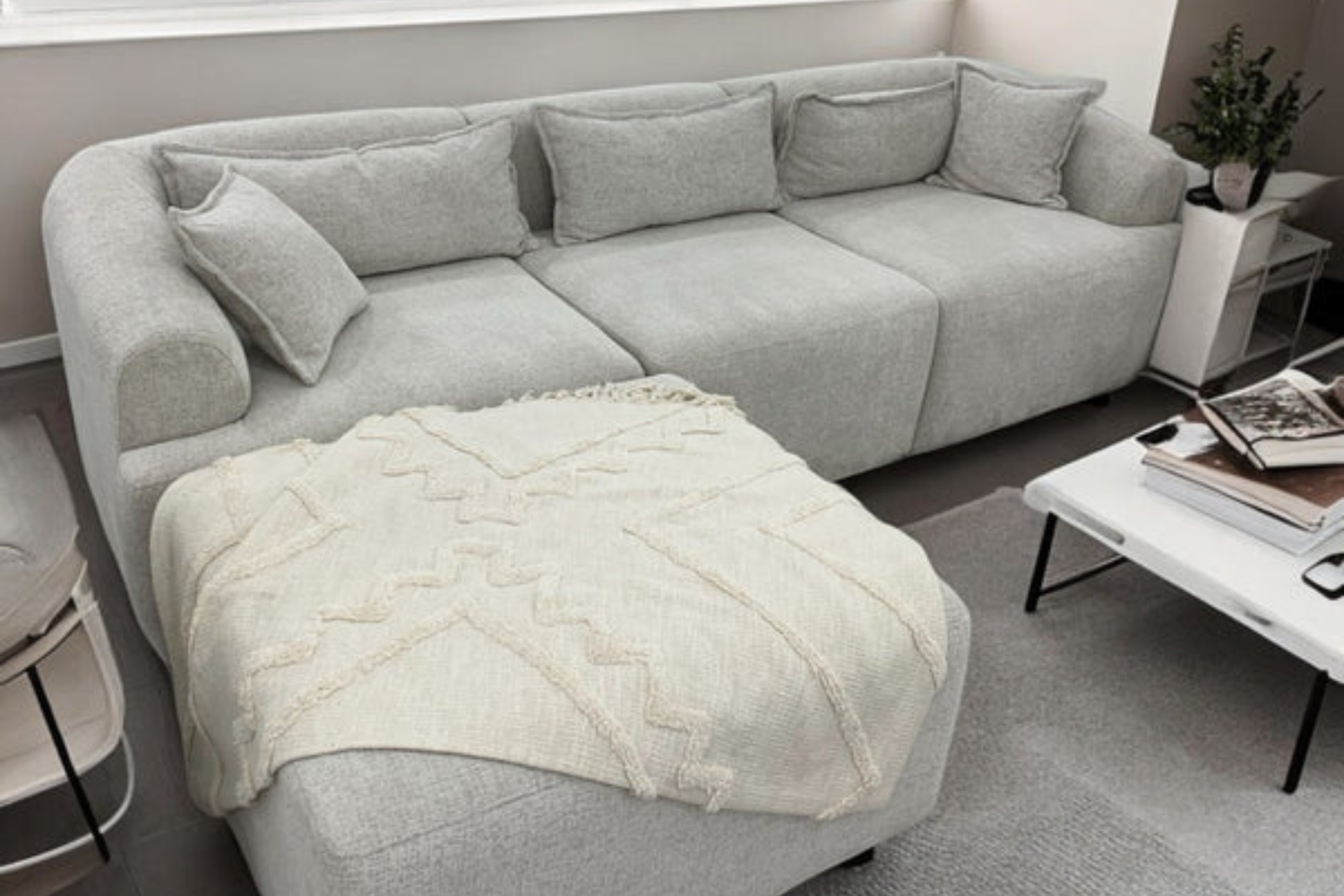 Canapé MILA Modulable Chenille Blanc Cassé