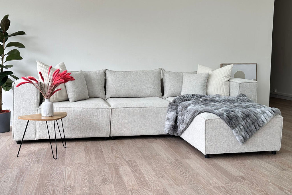 Canapé ELEGANCE Chenille Modulable 3+1 Pouf