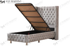 Lit Coffre Enfant CLOUTE Velours Gris