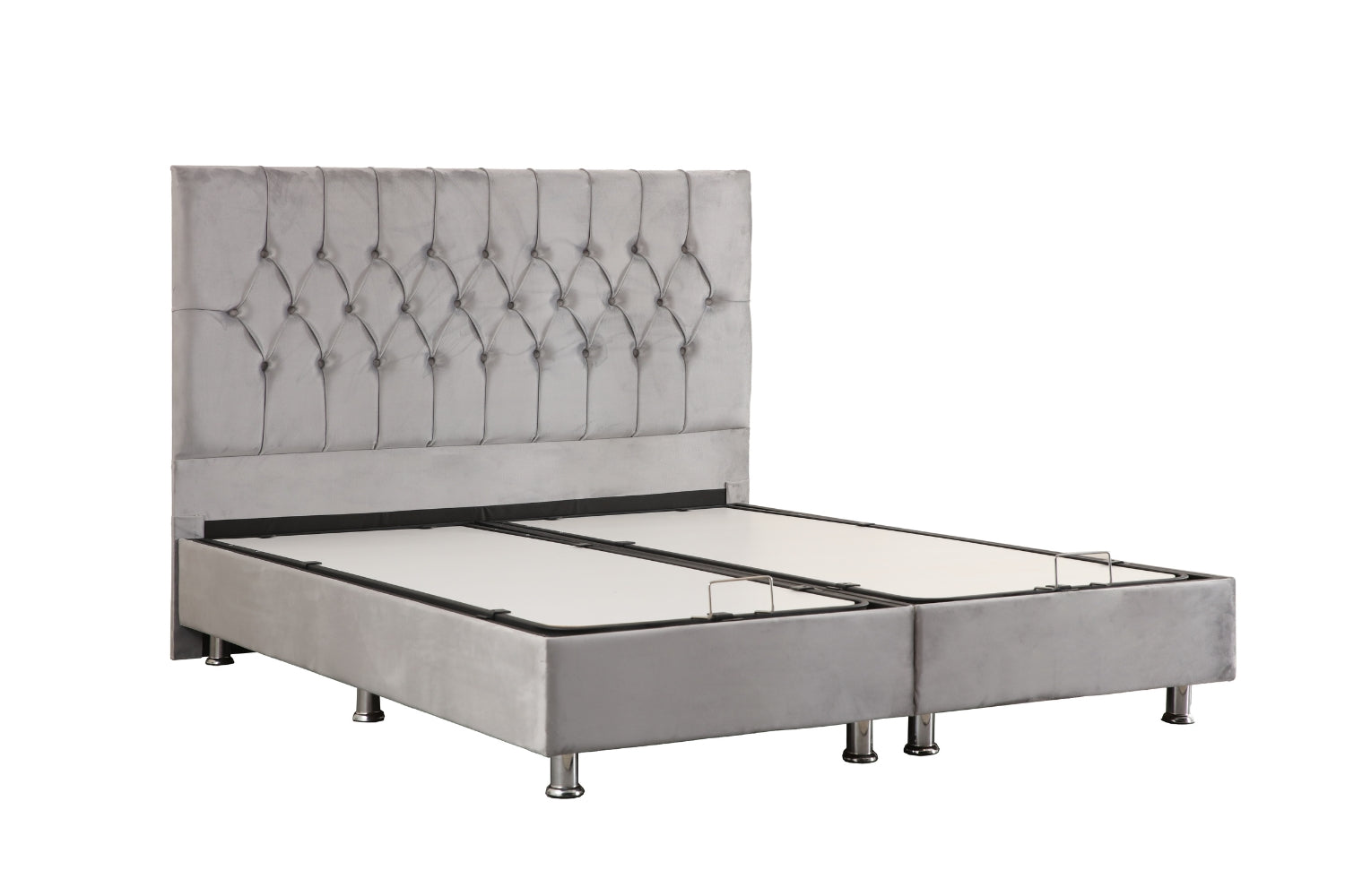 Lit Coffre HUGO Velours Gris