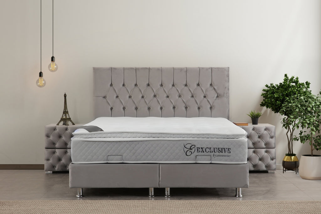 Lit Coffre HUGO Velours Gris