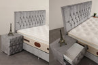 Lit Coffre HUGO Velours Gris