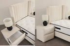 Lit Coffre Enfant ALMA Velours Blanc Cassé