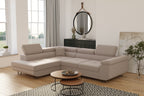 Canapé D'angle Convertible TONY Velours Beige