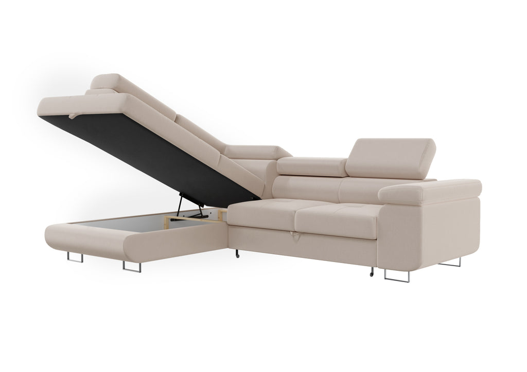 Canapé D'angle Convertible TONY Velours Beige