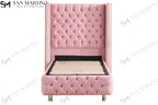Lit Coffre Enfant CLOUTE Velours Rose